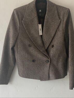 Banana Republic Brown Herringbone Double-Breasted Wool Jacket